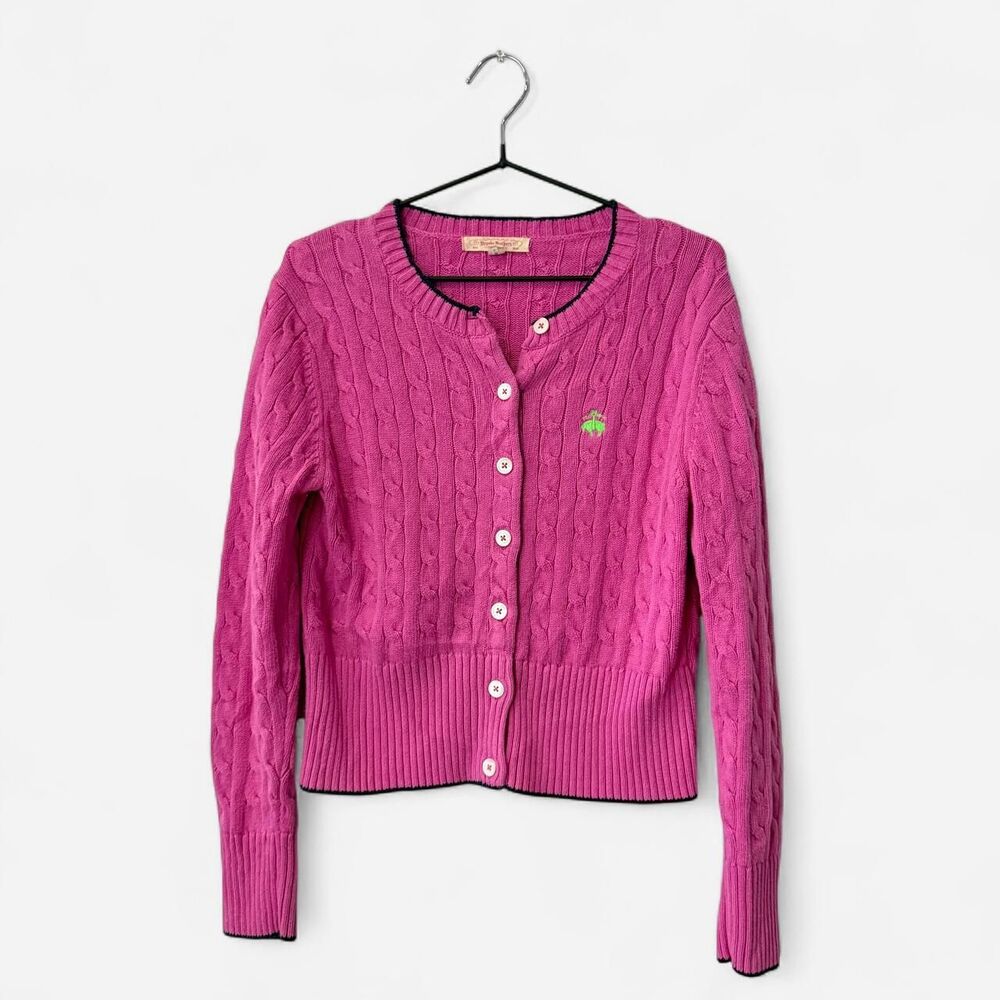 Brooks Brothers Vintage academia preppy pink cable knit cardigan M